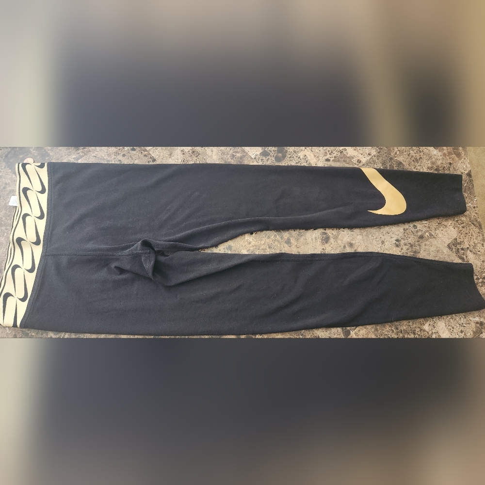 Black and Gold Nike Leggings S